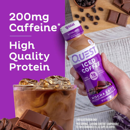Quest Nutrition Iced Coffee Vanilla Latte Grab-and-Go Morning Coffee Replacement with 10g Protein for Commute and Car Cup Holder