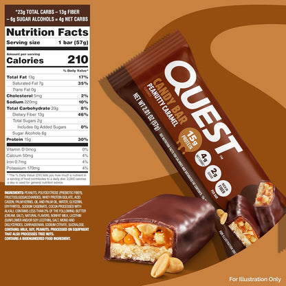 Quest Nutrition Protein Bar Peanutty Caramel – Guilt-Free Sweet Ritual for Mindful Snackers, 12-Count Pantry Stock