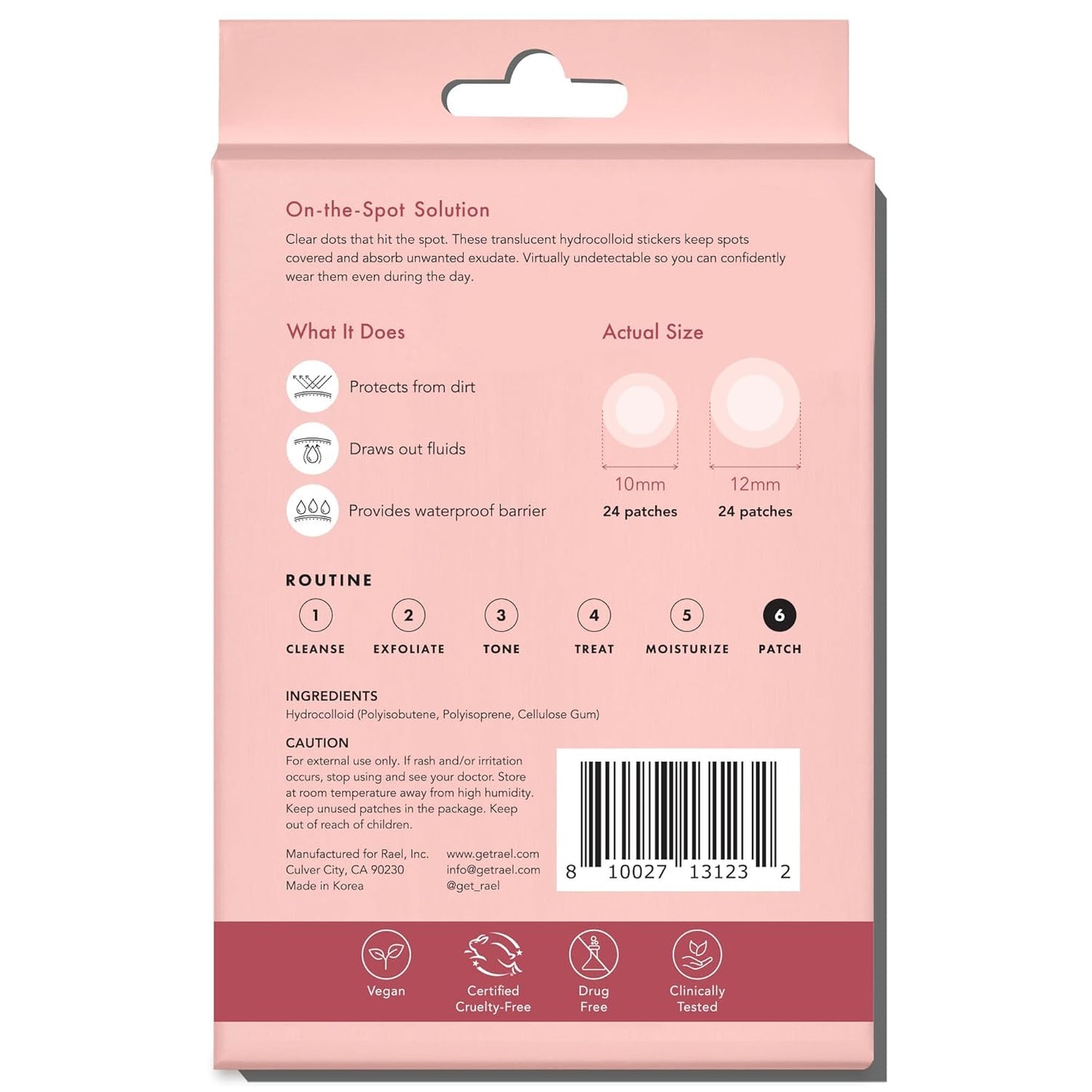 Rael Miracle Spot Cover – Clean Vanity Pick for Bathroom Counter, Ultra-Thin Invisible Acne Patches in Two Sizes