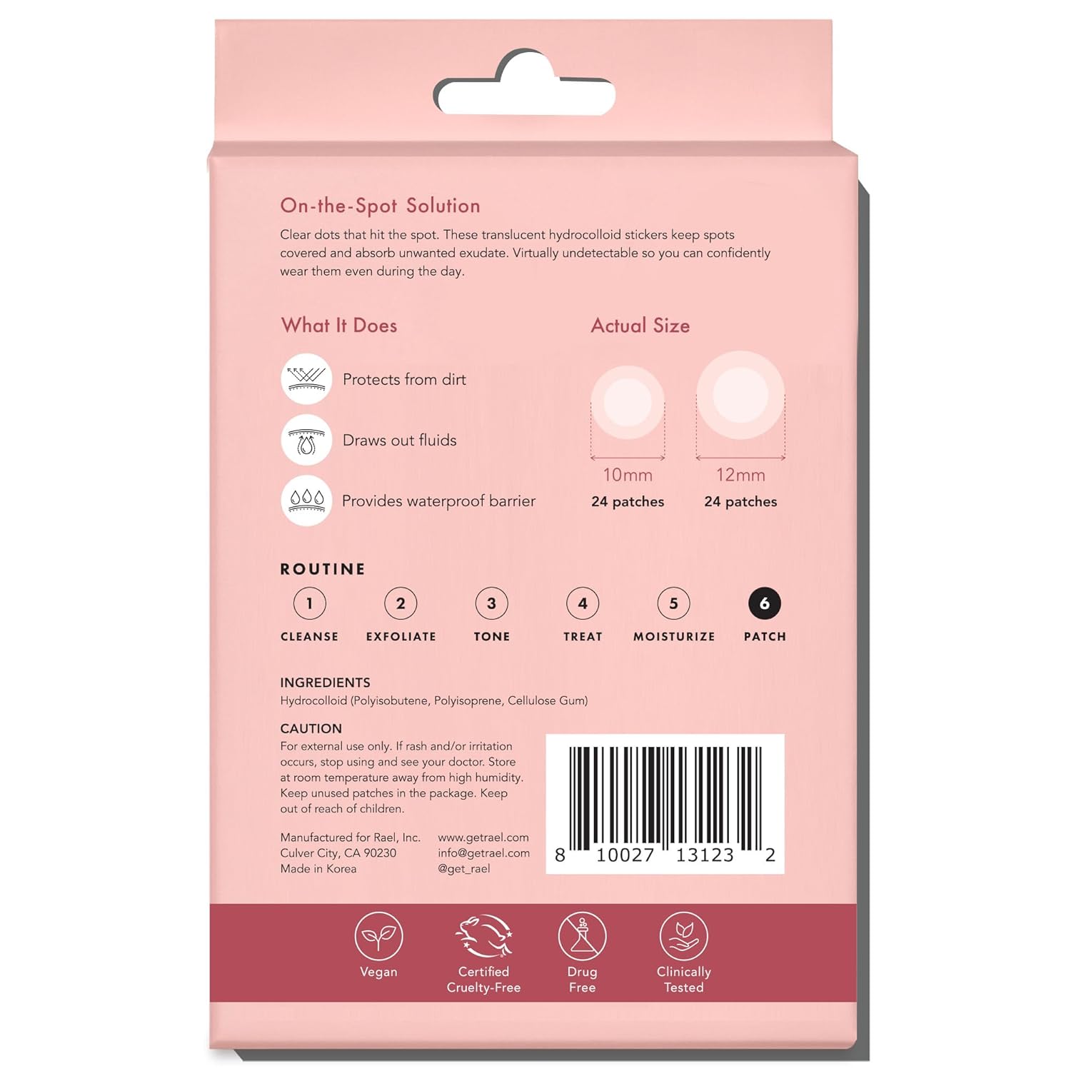 Rael Miracle Spot Cover – Clean Vanity Pick for Bathroom Counter, Ultra-Thin Invisible Acne Patches in Two Sizes