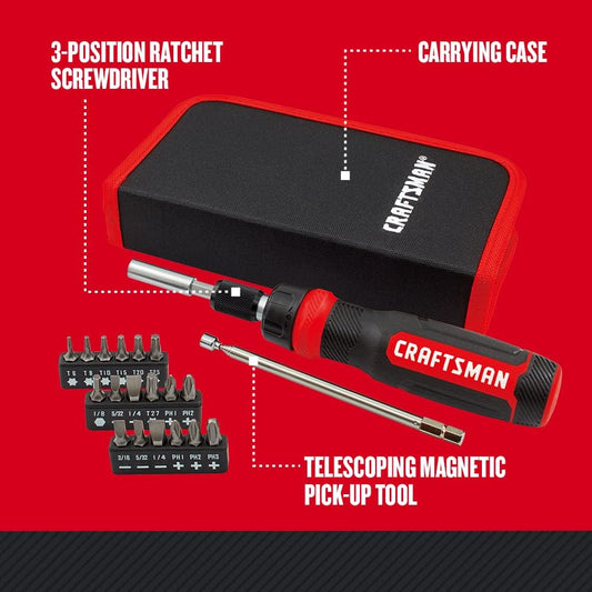 ratcheting screwdriver mechanism for faster, one-handed operation