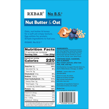 real cashew butter and sweet blueberries as primary flavor drivers
