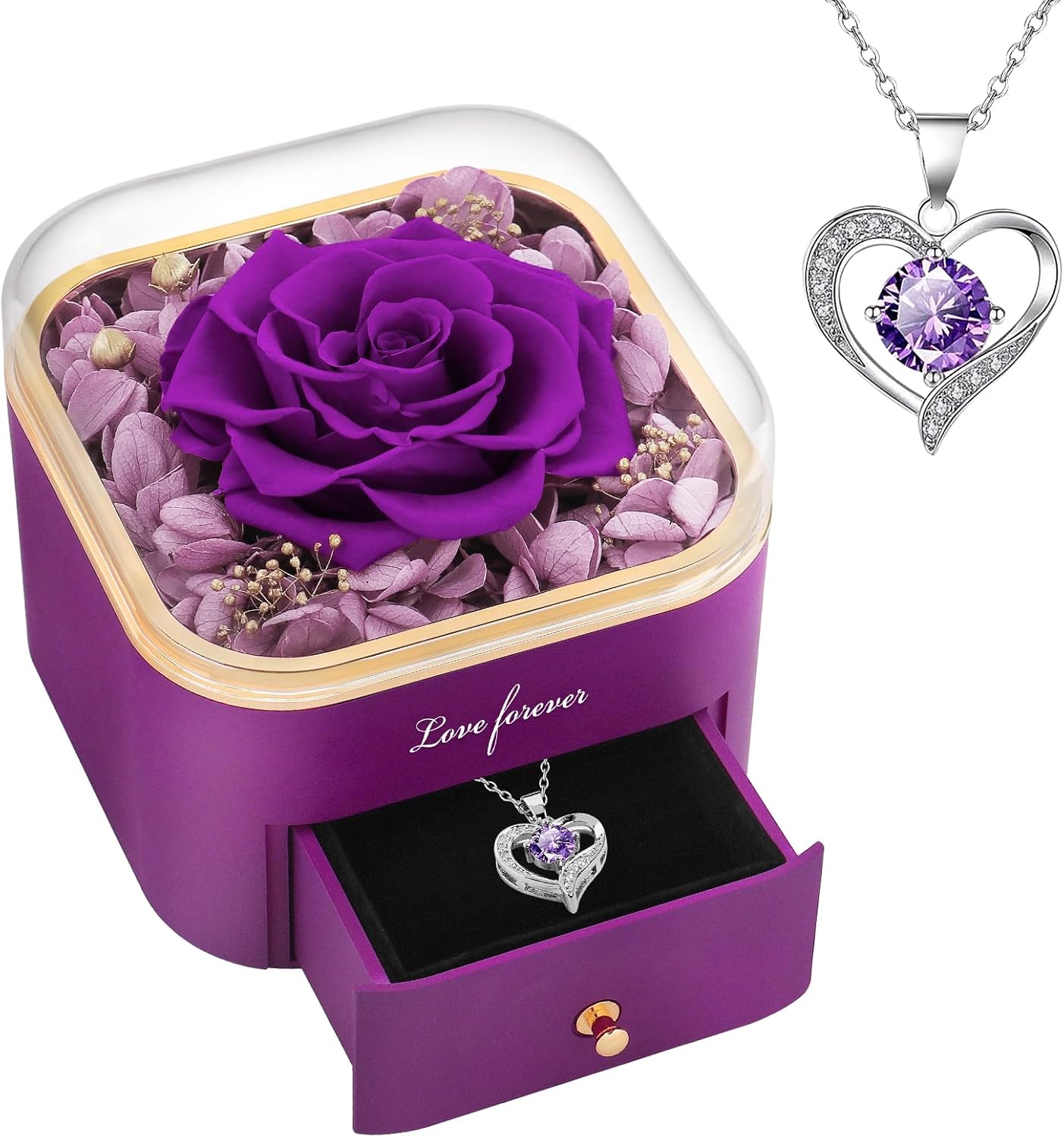real rose preserved through a proprietary process that retains natural appearance indefinitely