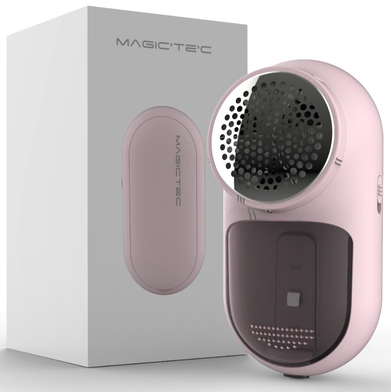 Rechargeable Fabric Shaver, Magictec Lint Remover Sweater Defuzzer Lints Fuzzs Pills Pilling Trimmer for Clothes and Furniture -Battery Operated Pink