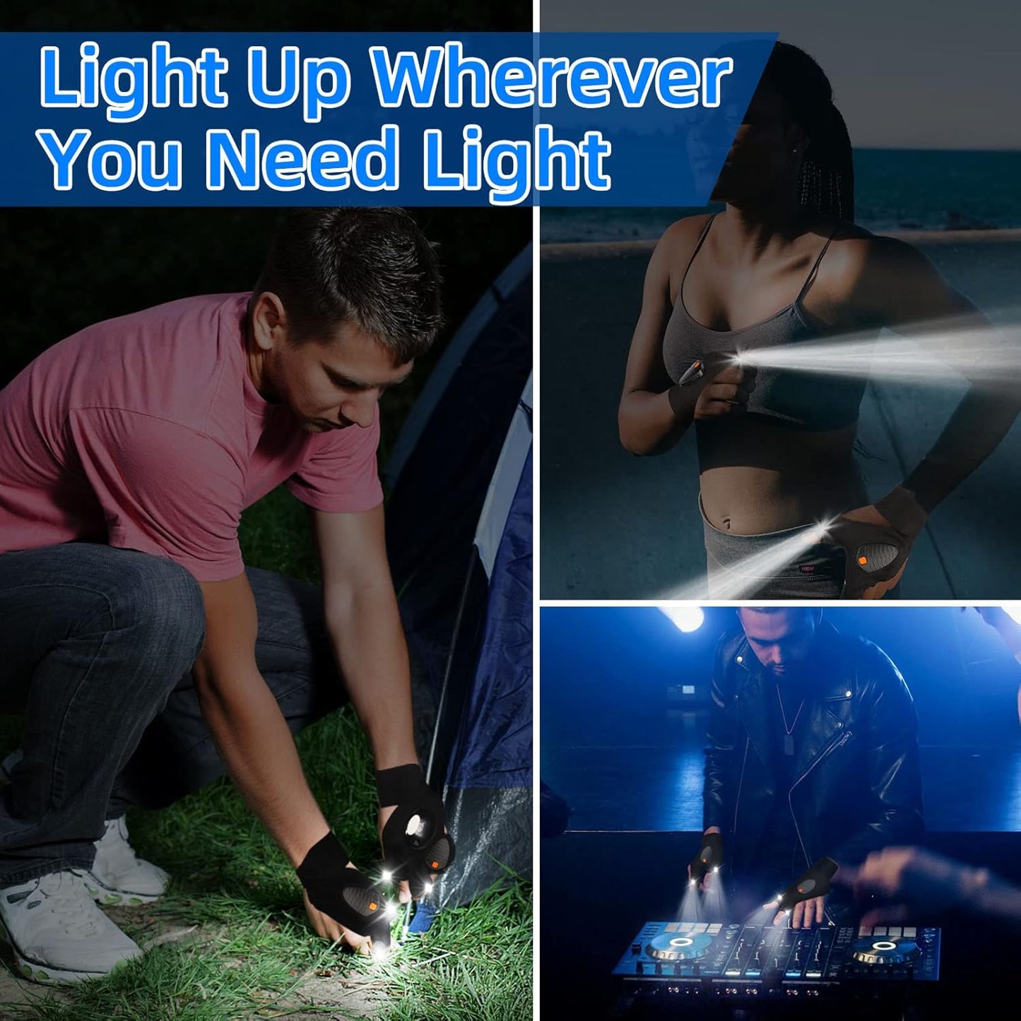 Rechargeable Task Gloves with LED – Workshop Essential for Under-Sink, Attic, and Crawlspace Projects