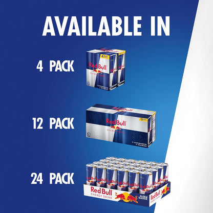 Red Bull Energy Drink – Focus Companion for Office Desks and Long Work Shifts, 8.4 Fl Oz 4-Pack
