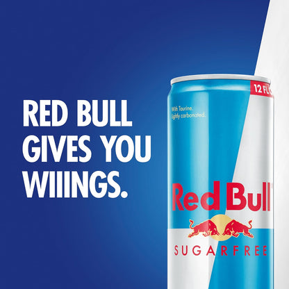 Red Bull Sugar Free Energy Drink – Home Office Focus Companion for Long Work Sessions, 12 Fl Oz Cans, Pack of 24