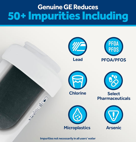 reduces 50+ impurities including lead, chlorine, pfoa/pfos, microplastics, arsenic, and 5 trace pharmaceuticals (ibuprofen, progesterone, atenolol, trimethoprim, fluoxetine)