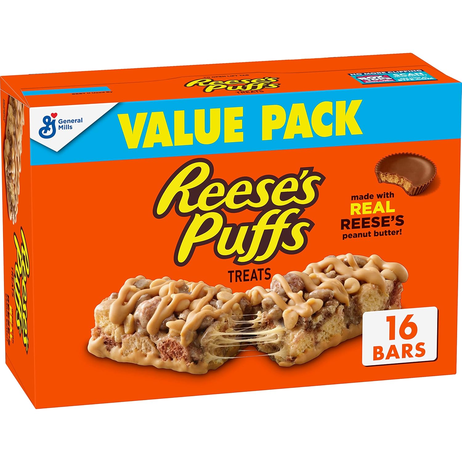 Reese's Puffs Treat Bars – Portable Camping and Road Trip Snack, 16 ct Individually Wrapped Cocoa Bars