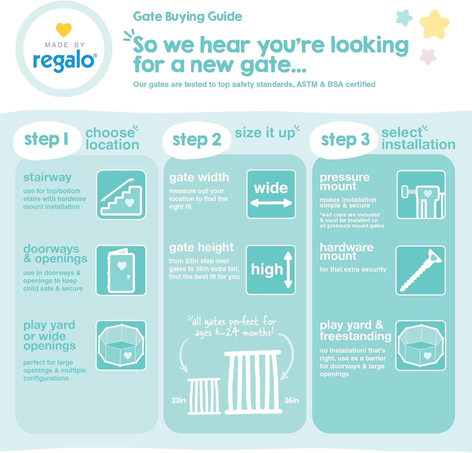 Regalo Portable Baby Gate with Door – Pressure Mounted Indoor-Outdoor Barrier for Doorways, Hallways and Patio Entries