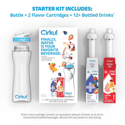 replaceable flavor cartridges (lifesip and fitsip lines) with 6x 20oz bottle equivalent