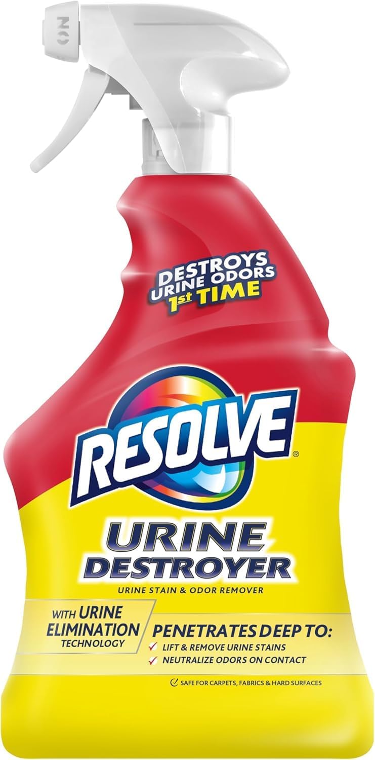 Resolve Urine Destroyer Spray – Harsh Chemical-Free Carpet and Rug Urine Cleaner for Households with Pets, 32 Fl Oz