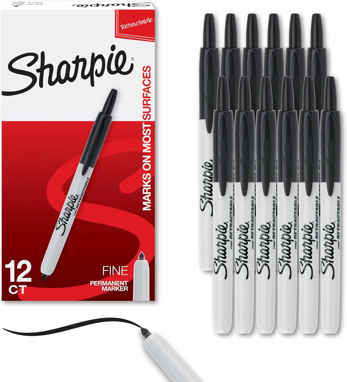 retractable fine point tip with no cap to remove or lose