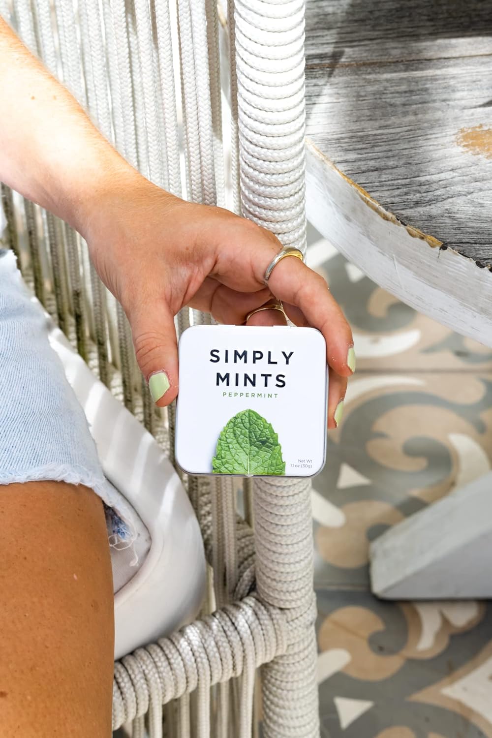reusable, pocket-sized metal tins (6 per bulk pack, 180 mints total)