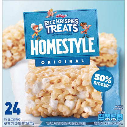 Rice Krispies Treats Homestyle Marshmallow Snack Bars Lunchbox Treats for School-Age Kids, Individually Wrapped