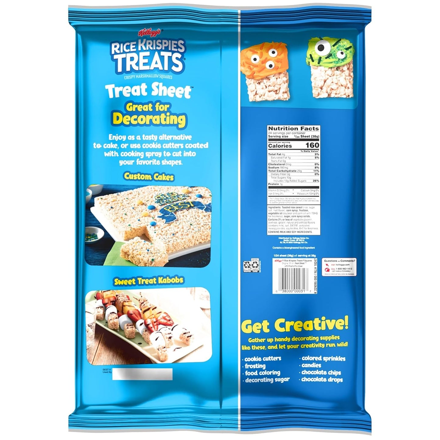 Rice Krispies Treats Pre-Made Sheet – Time-Saving Dessert Base for Busy Home Bakers, 32oz
