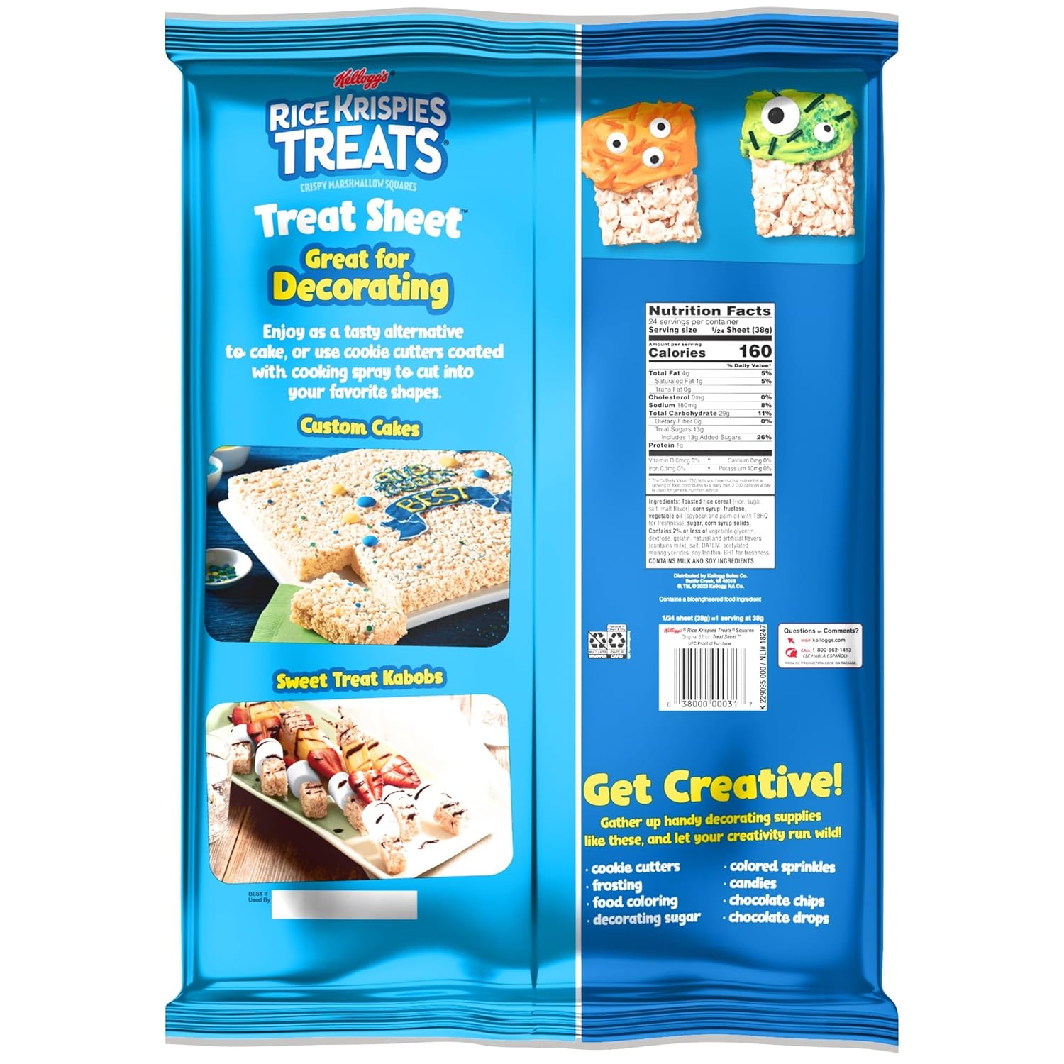 Rice Krispies Treats Pre-Made Sheet – Time-Saving Dessert Base for Busy Home Bakers, 32oz