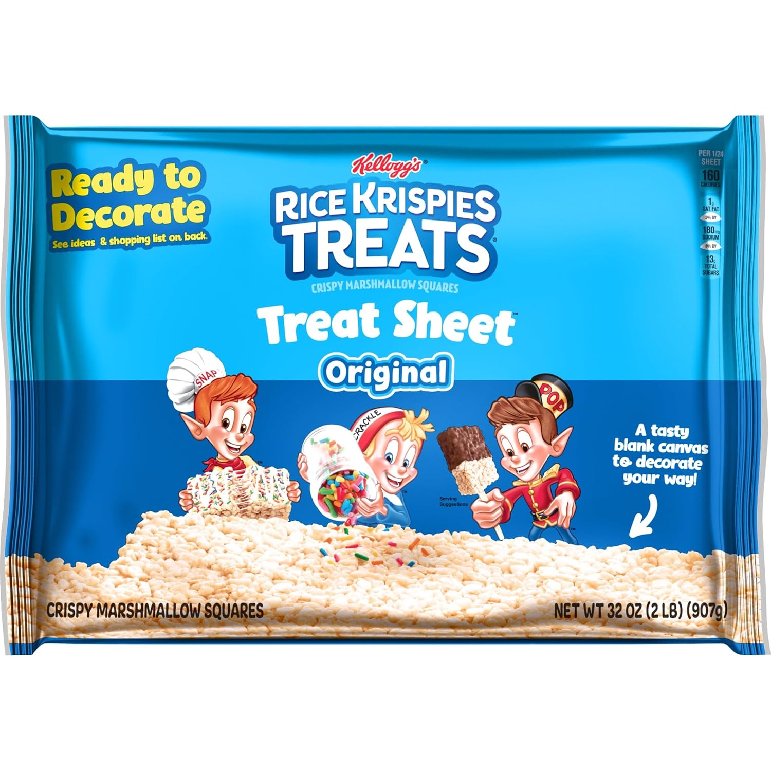 Rice Krispies Treats Pre-Made Sheet – Time-Saving Dessert Base for Busy Home Bakers, 32oz