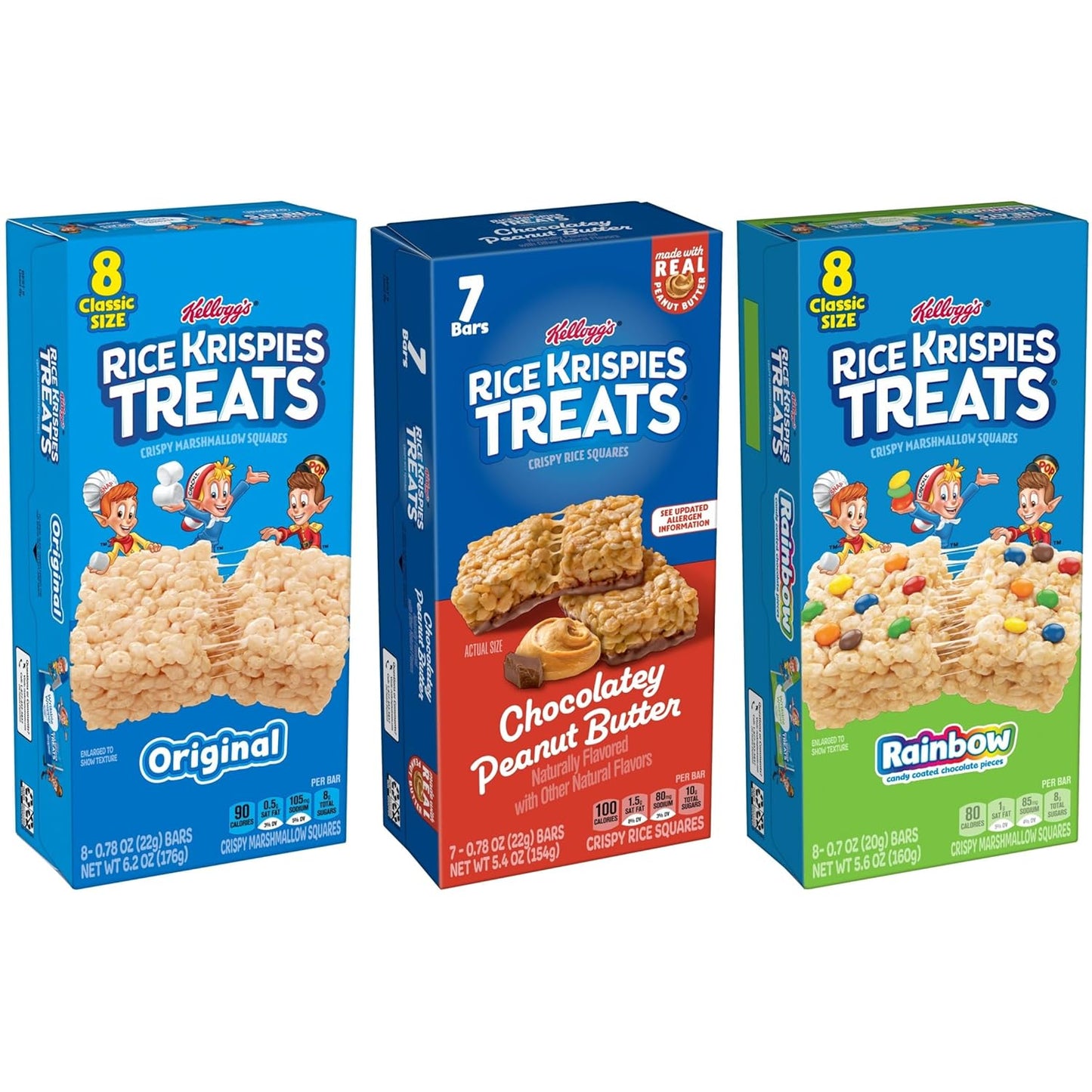 Rice Krispies Treats Variety Pack Individually Wrapped Bars for Kids School Lunchboxes and Classroom Parties
