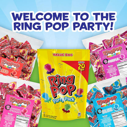 Ring Pop Candy 50 Ct – Kids' Party Favor Pack, Assorted Fruity Flavors for Birthday Loot Bags and Easter Egg Hunts