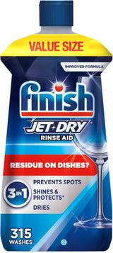 Finish Jet-Dry Dishwasher Rinse Aid for Busy Home Kitchens, Faster Streak-Free Drying After Every Cycle