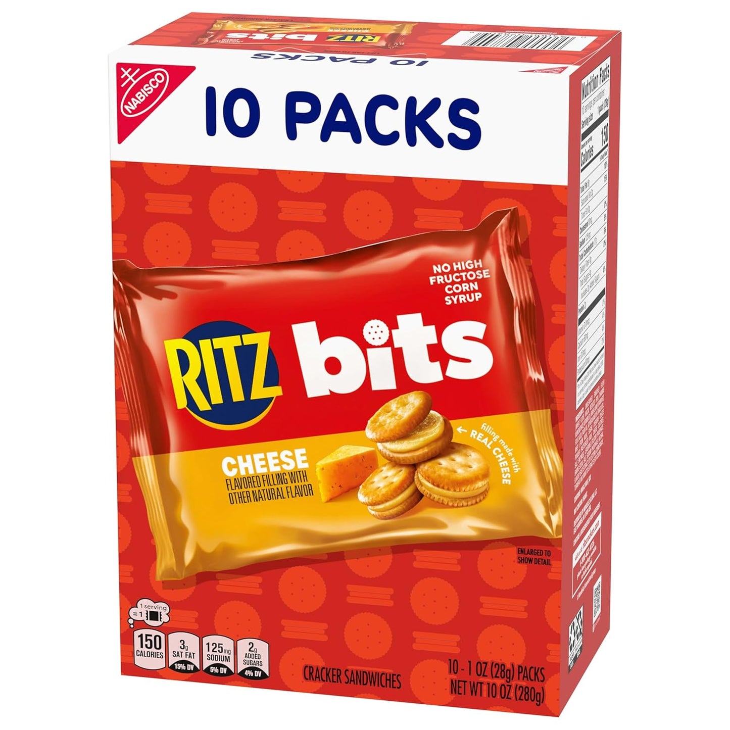 RITZ Bits Cheese Sandwich Crackers – Office Desk Drawer Snack, 40 Pre-Portioned 1-oz Packs
