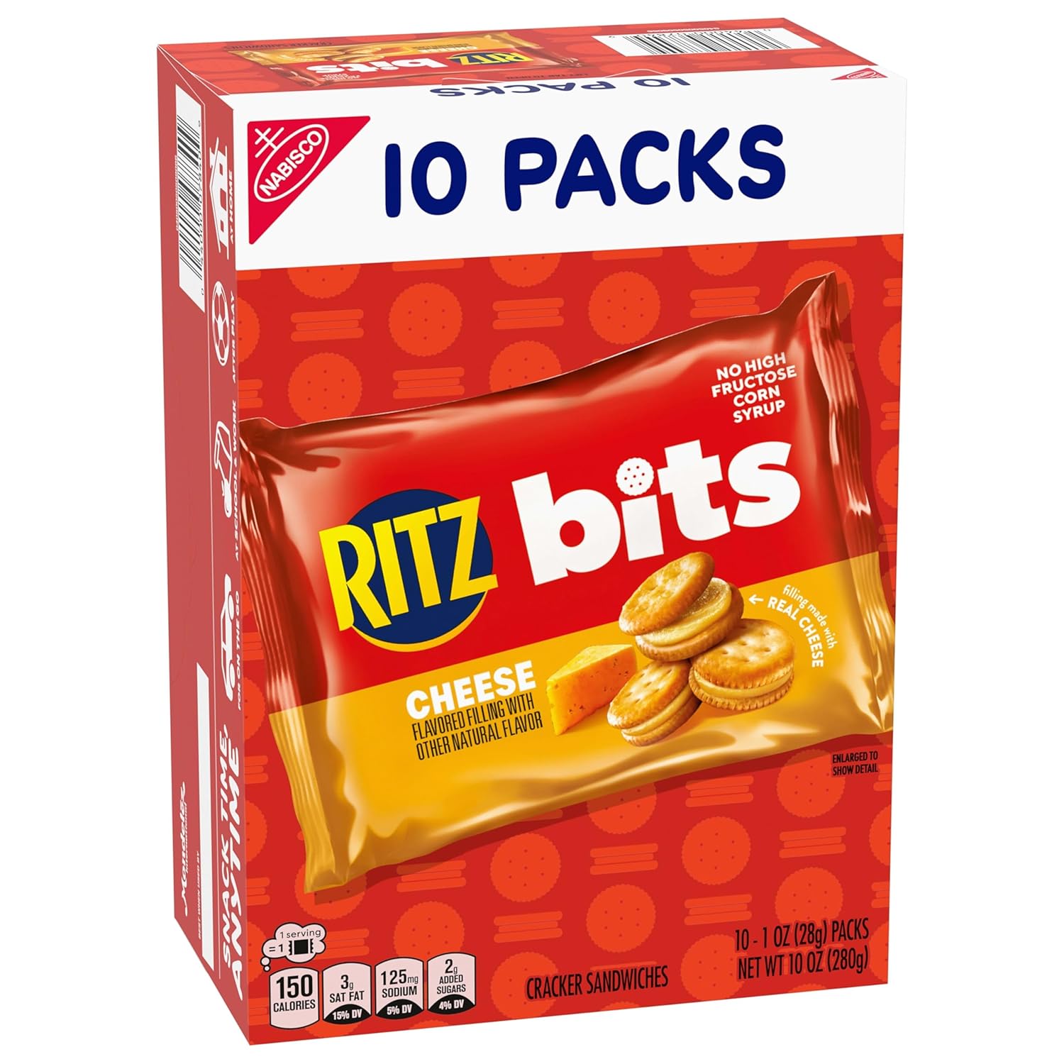 RITZ Bits Cheese Sandwich Crackers – Office Desk Drawer Snack, 40 Pre-Portioned 1-oz Packs