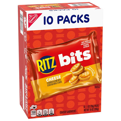 RITZ Bits Cheese Sandwich Crackers – Office Desk Drawer Snack, 40 Pre-Portioned 1-oz Packs