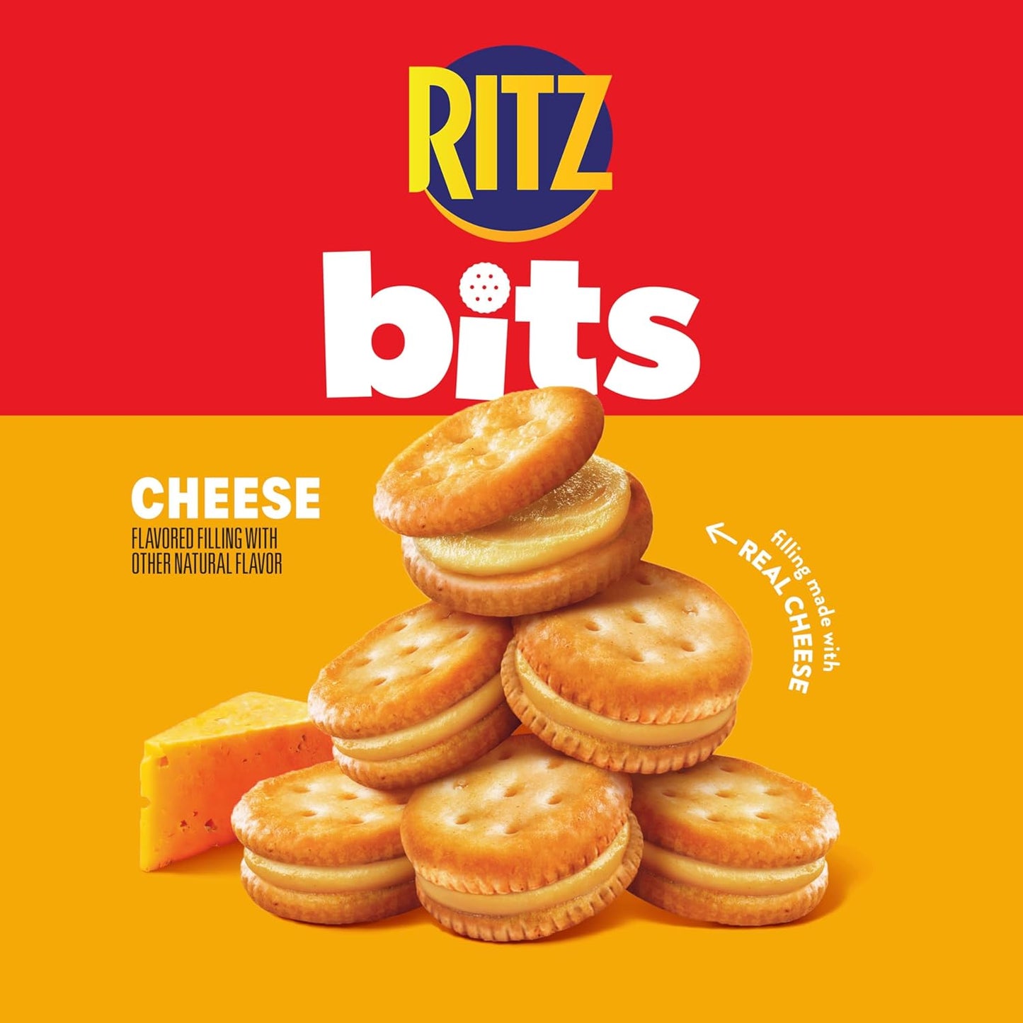 RITZ Bits Cheese Sandwich Crackers – School Lunchbox Snack for Kids, 40 Single-Serve Packs