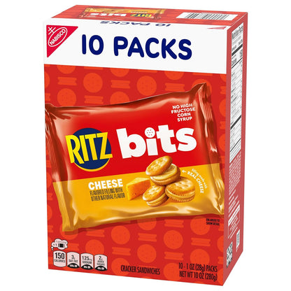 RITZ Bits Cheese Sandwich Crackers – School Lunchbox Snack for Kids, 40 Single-Serve Packs