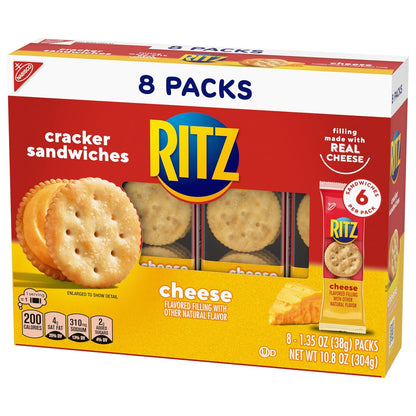 RITZ Cheese Sandwich Crackers – Portable Snack Pack for Hiking and Camping Trips, 48 Single-Serve Pouches