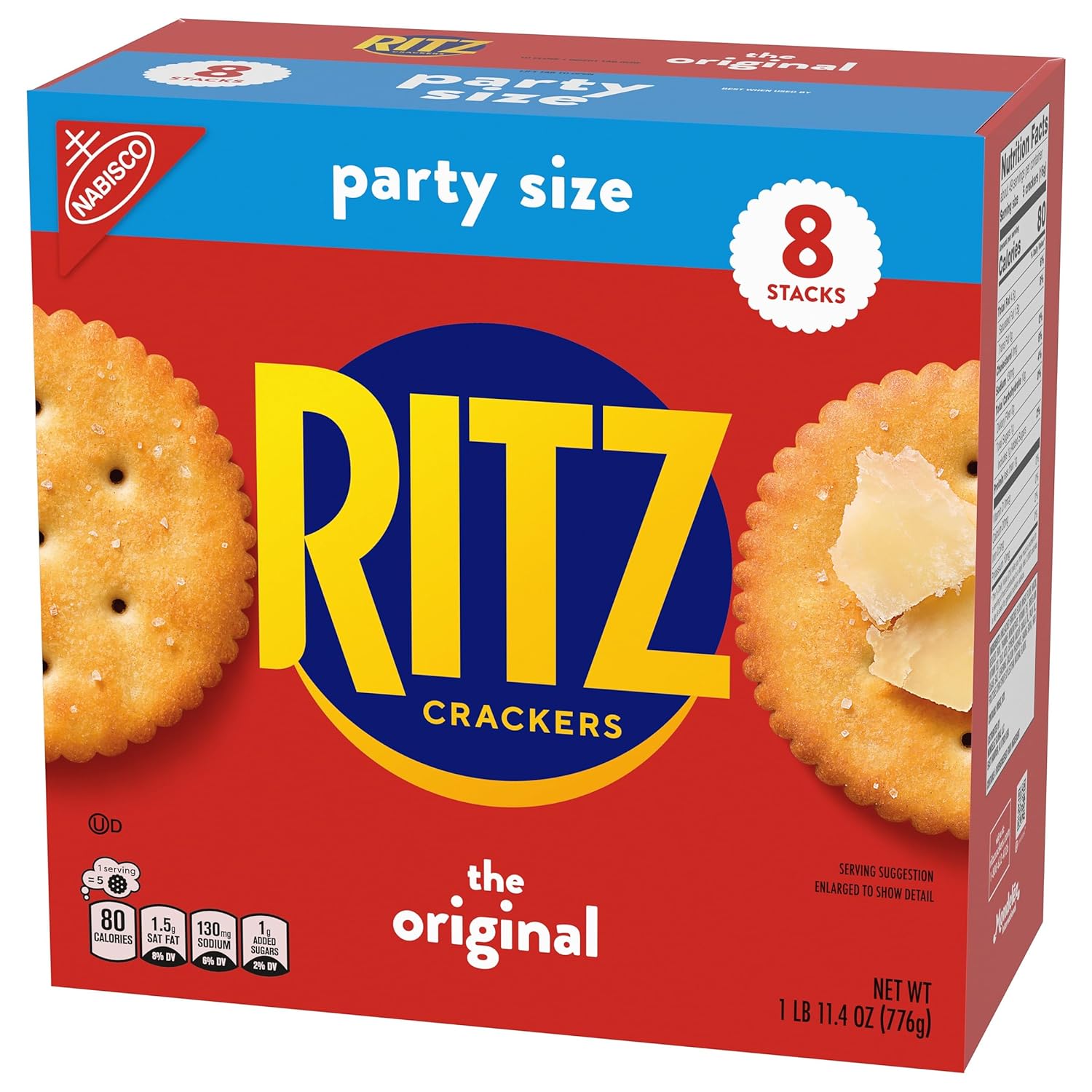 RITZ Original Crackers – Lunchbox Snack for Kids' School Meals, Individually Wrapped Sleeves
