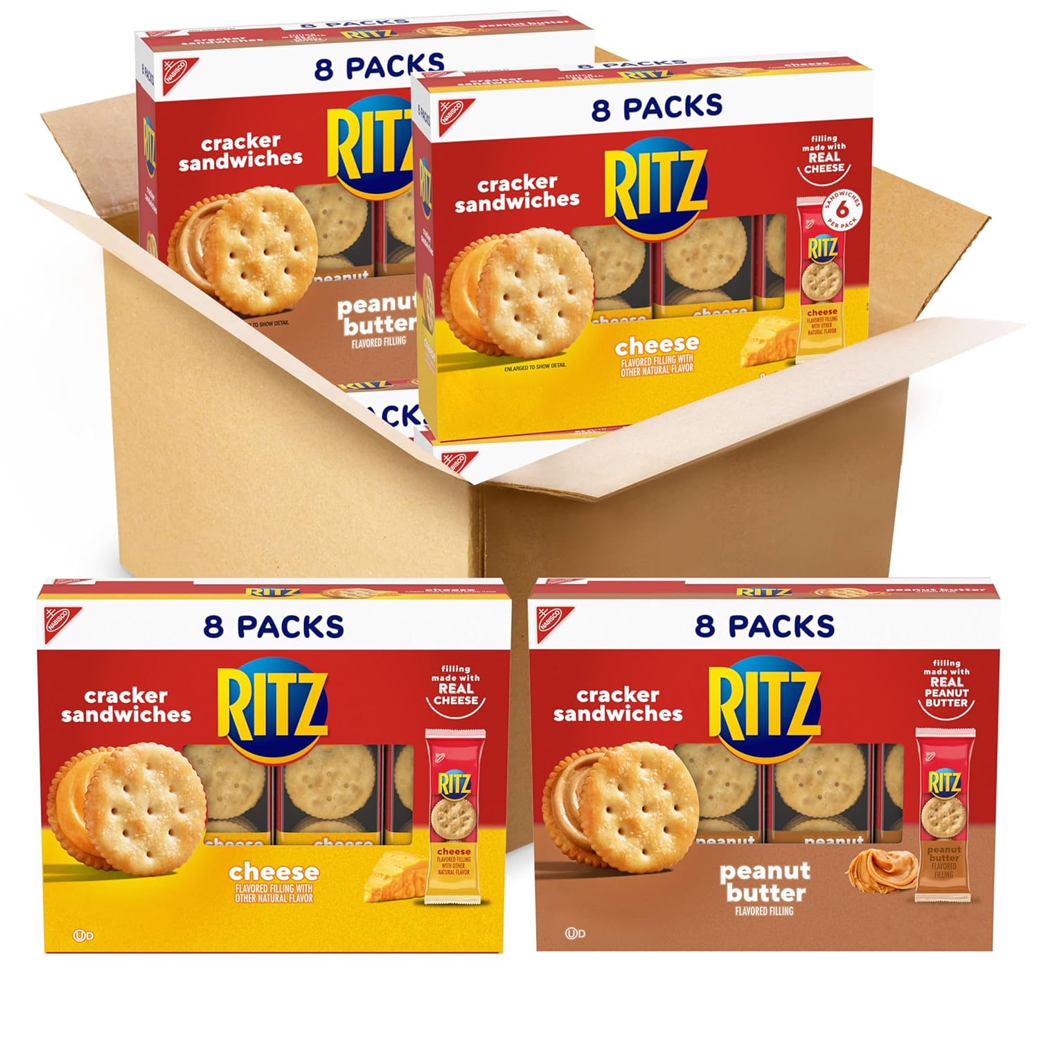 RITZ Peanut Butter and Cheese Sandwich Crackers Variety Pack – Office Desk Drawer Snack for Workdays
