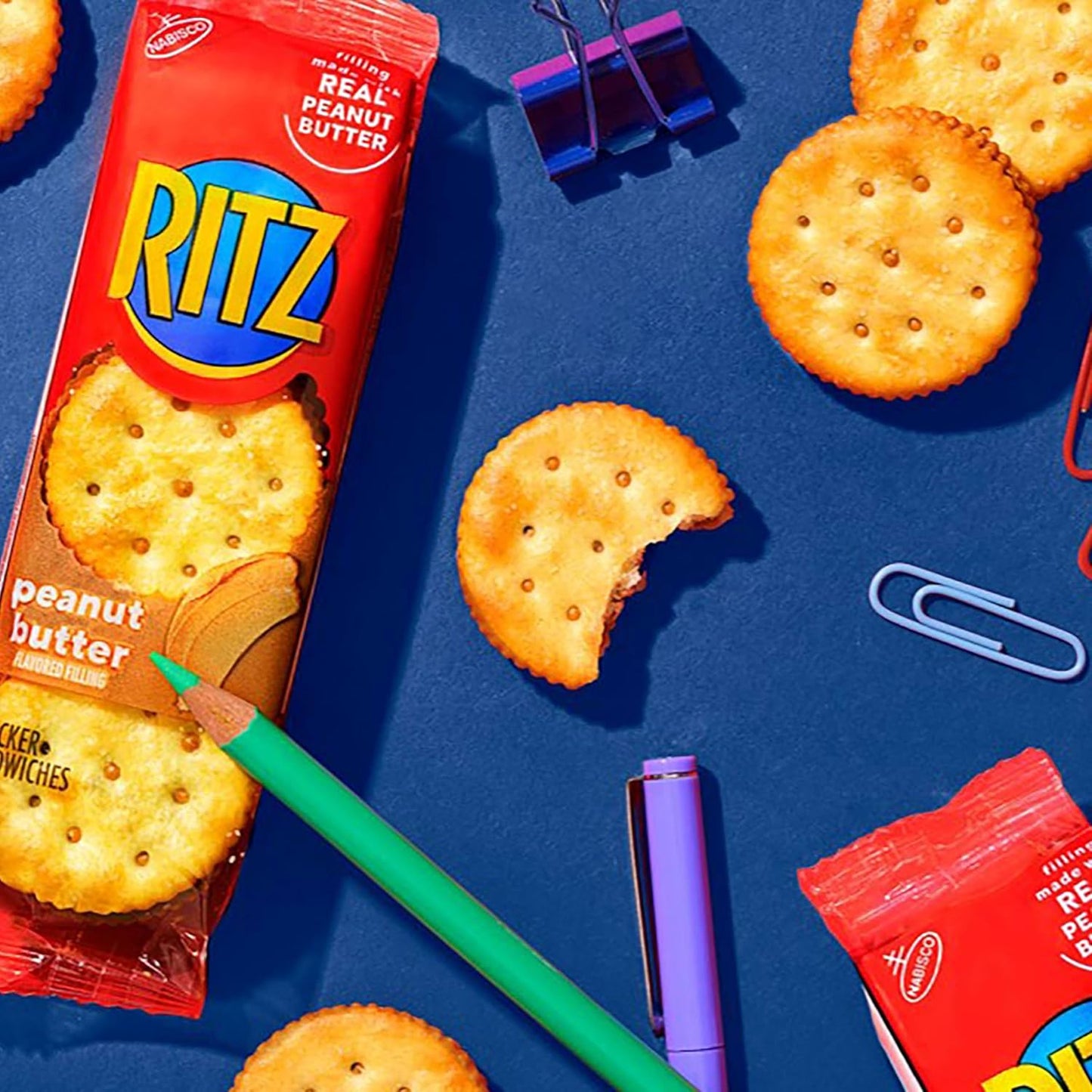 RITZ Peanut Butter and Cheese Sandwich Crackers Variety Pack – Pre-Portioned School Lunch Snack for Kids Lunchboxes
