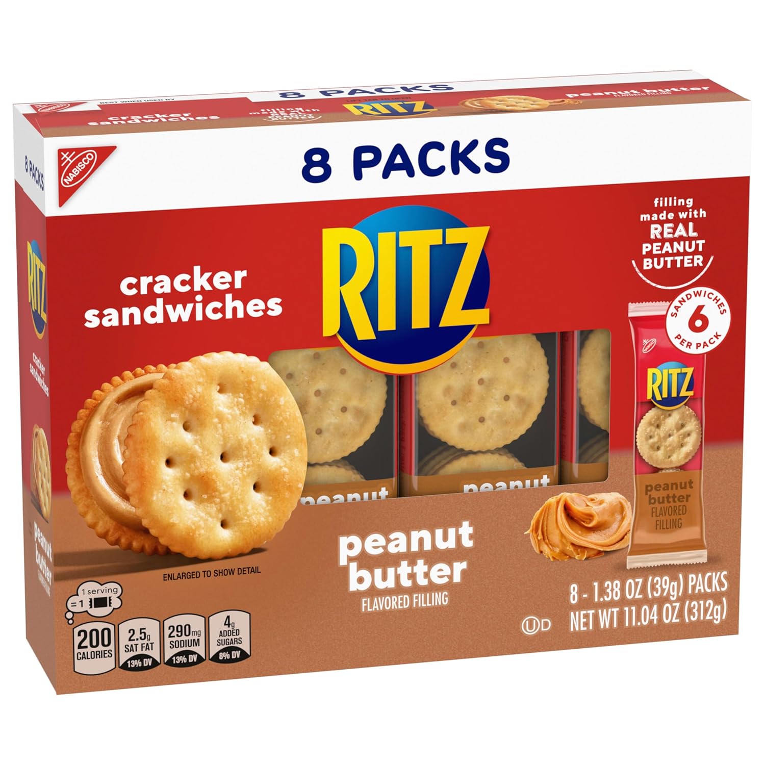 RITZ Peanut Butter Sandwich Crackers – Hiking and Camping Snacks for Backpacks and Trail Pits