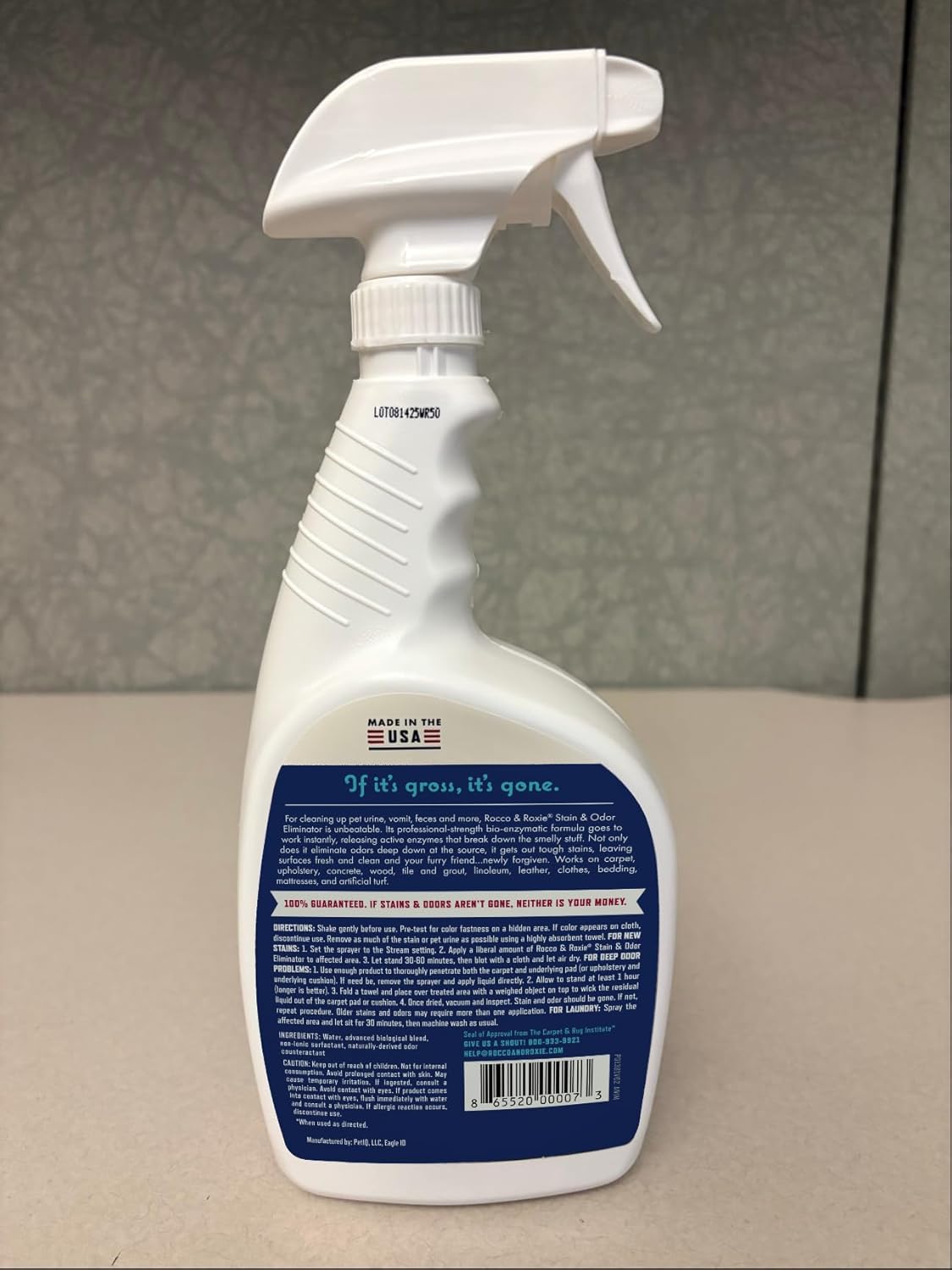 Rocco & Roxie Supply Co. Stain & Strong Odor Eliminator – Versatile Cleaner for Kennels, Vehicles, and Camping Gear