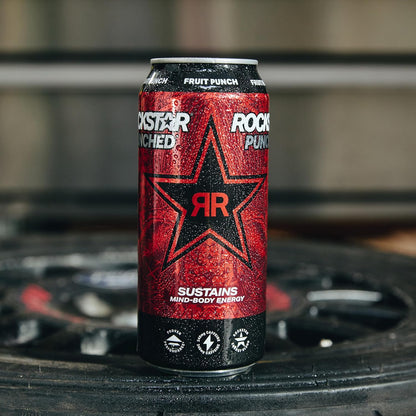 Rockstar Fruit Punch Energy Drink – 12oz Sleek Cans for Late-Night Study Sessions and Library Focus