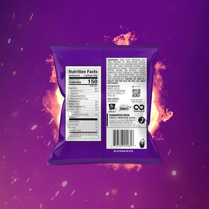 rolled corn tortilla chip format coated in chili-pepper seasoning