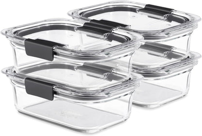 Rubbermaid Brilliance Glass Containers – Clean Eating Made Simple, Stain-Resistant Lids
