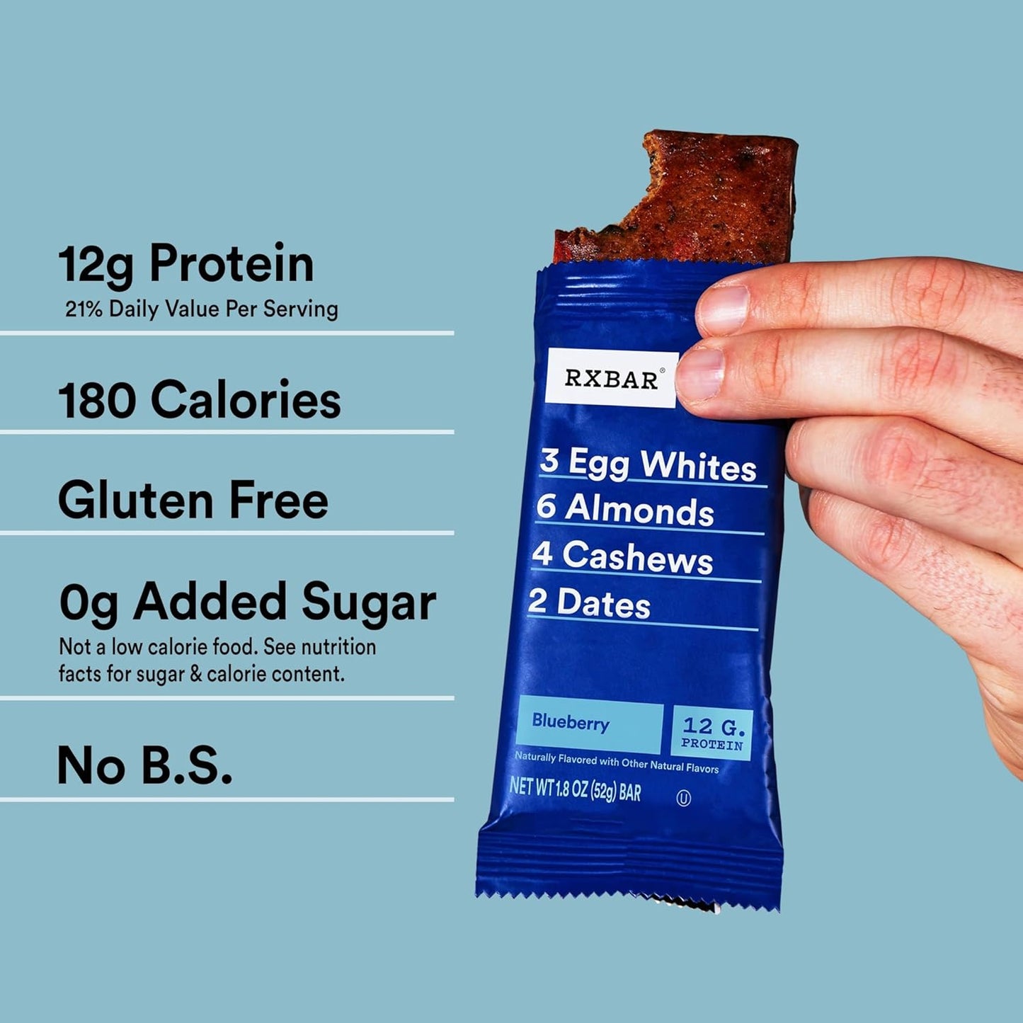 RXBAR Blueberry Protein Bar – Mindful Snack for Self-Care Routines, Whole-Food Energy Boost