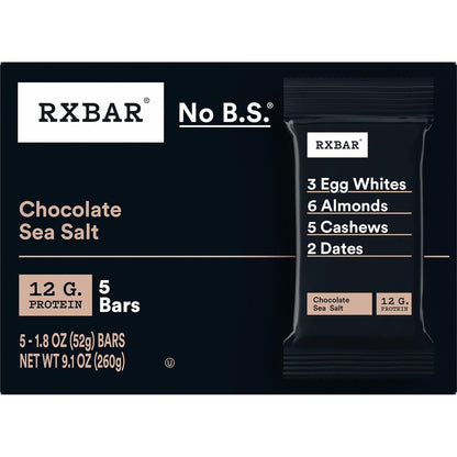 RXBAR Chocolate Sea Salt Protein Bar – Clean-Ingredient Snack for Mindful Wellness Routines, 12g Plant-Friendly Protein