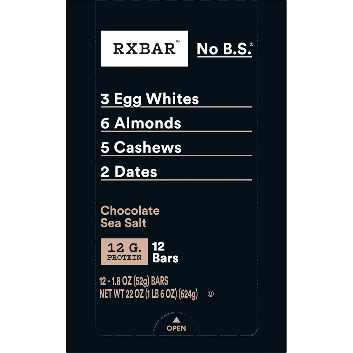 RXBAR Chocolate Sea Salt Protein Bars – Quick Desk-Side Energy for Focused Workdays, 12-Count Resealable Pouch