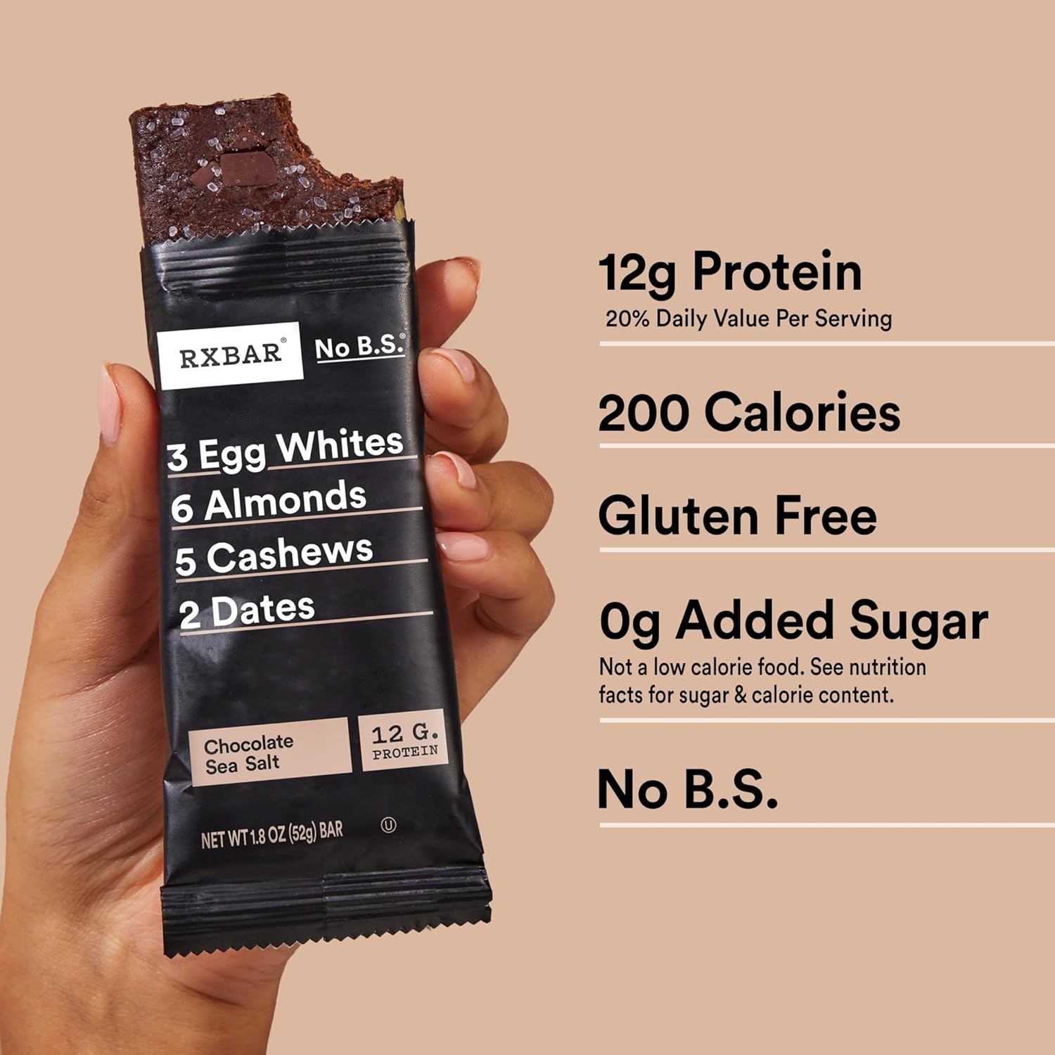 RXBAR Chocolate Sea Salt Protein Bars – Quick Desk-Side Energy for Focused Workdays, 12-Count Resealable Pouch