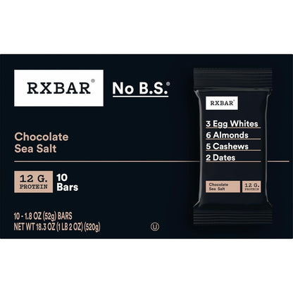 RXBAR Chocolate Sea Salt Protein Bars – Thoughtful Healthy Gift for Fitness Lovers, 10-Count Box