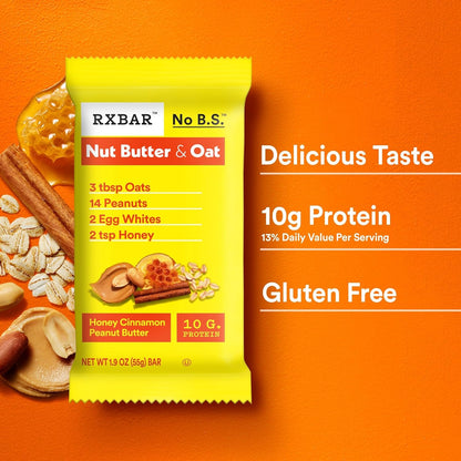 RXBAR Nut Butter and Oat Protein Bars – Clean-Ingredient Wellness Snack for Mindful Home Routines, 10g Protein Grab-and-Go Fuel