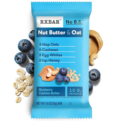 RXBAR Nut Butter and Oat Protein Bars – Clean Whole-Food Snack for Mindful Wellness Routines, Real Blueberry Cashew Flavor