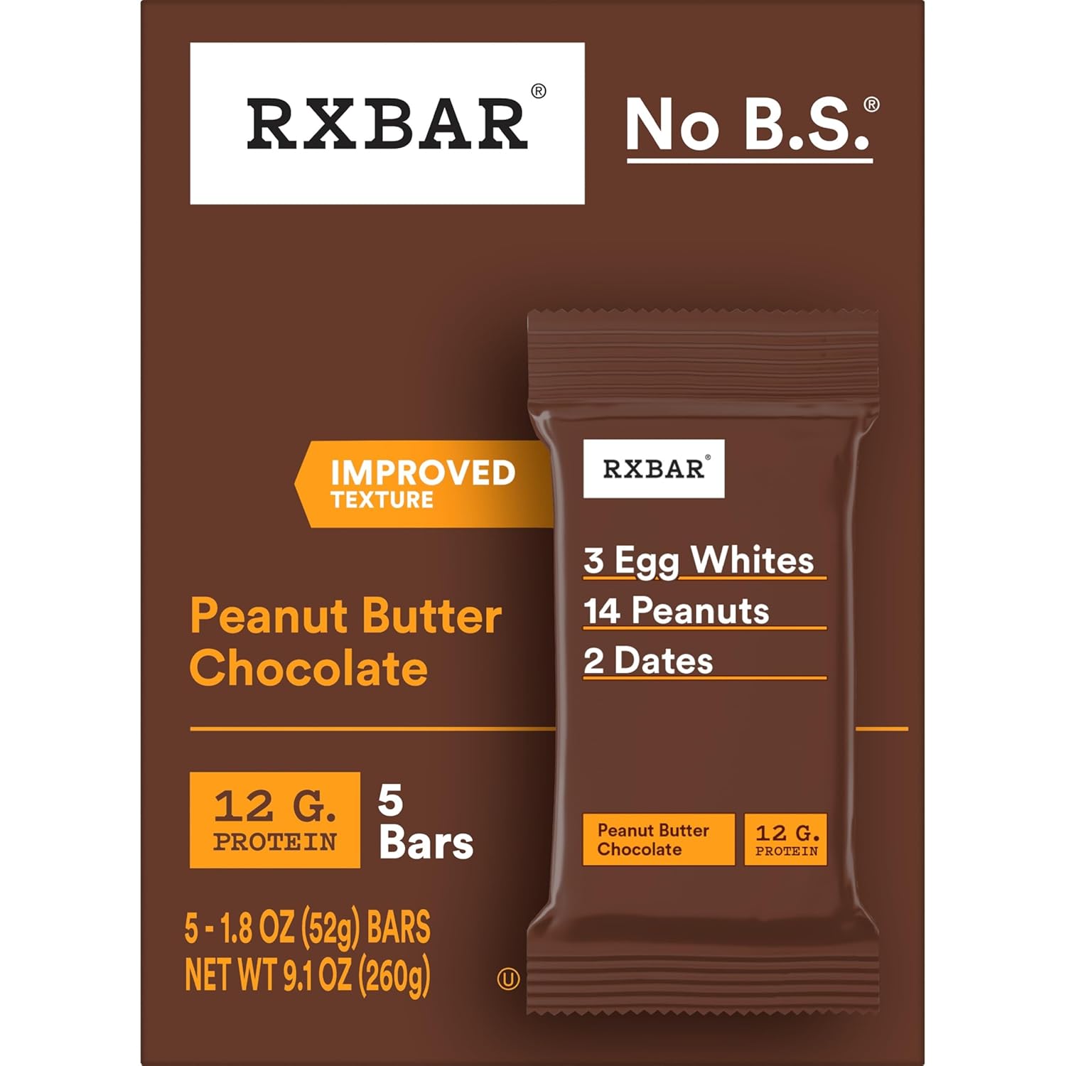 RXBAR Peanut Butter Chocolate Protein Bar – Durable Gym Bag Snack for Post-Workout Recovery