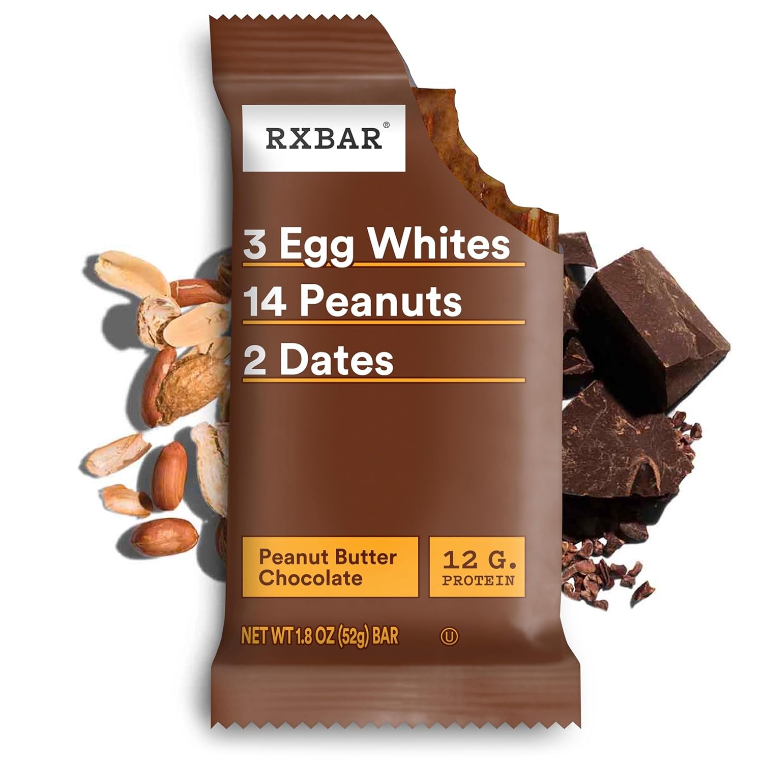 RXBAR Peanut Butter Chocolate Protein Bar – Durable Gym Bag Snack for Post-Workout Recovery