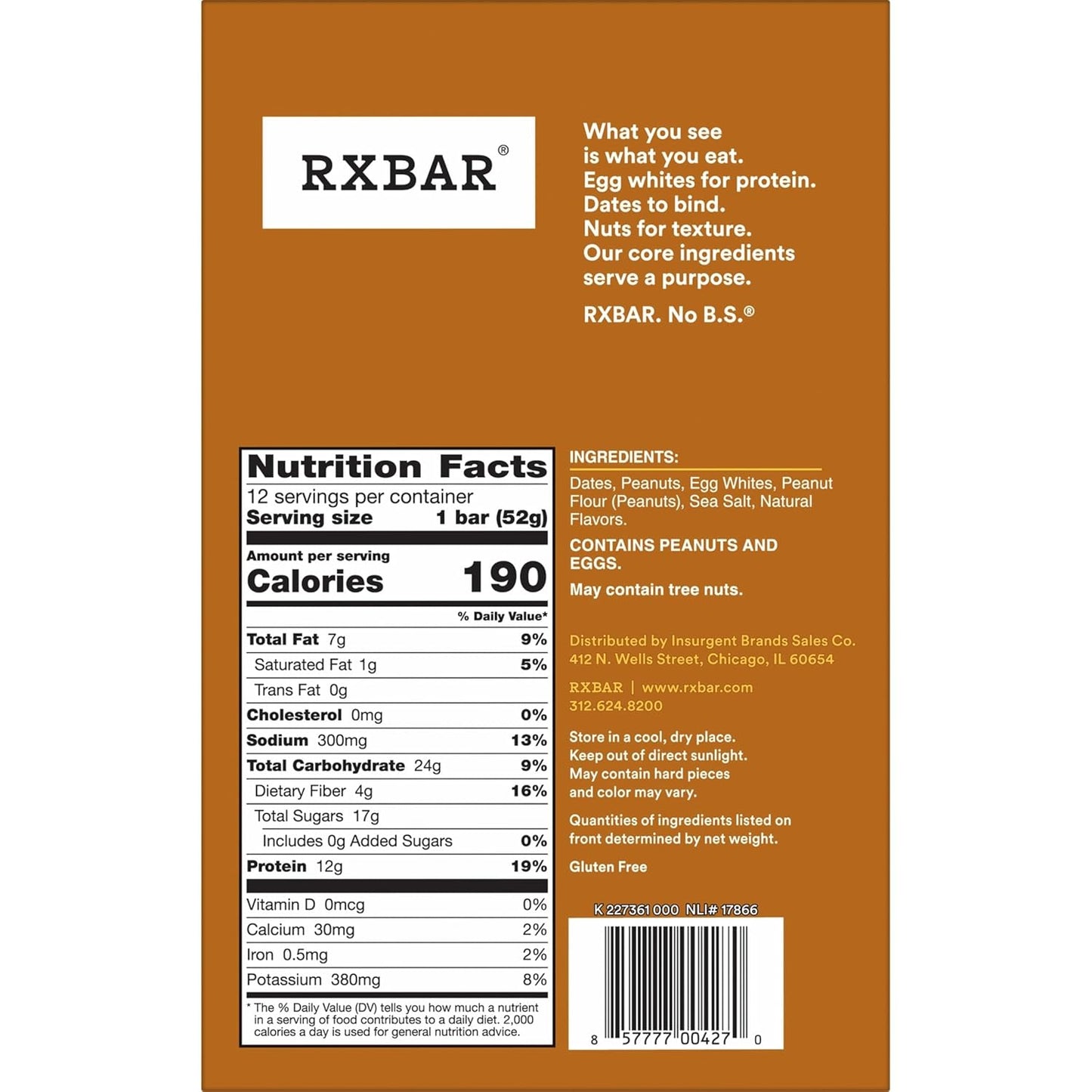 RXBAR Peanut Butter Protein Bar – Allergen-Aware Lunchbox Snack for School Days