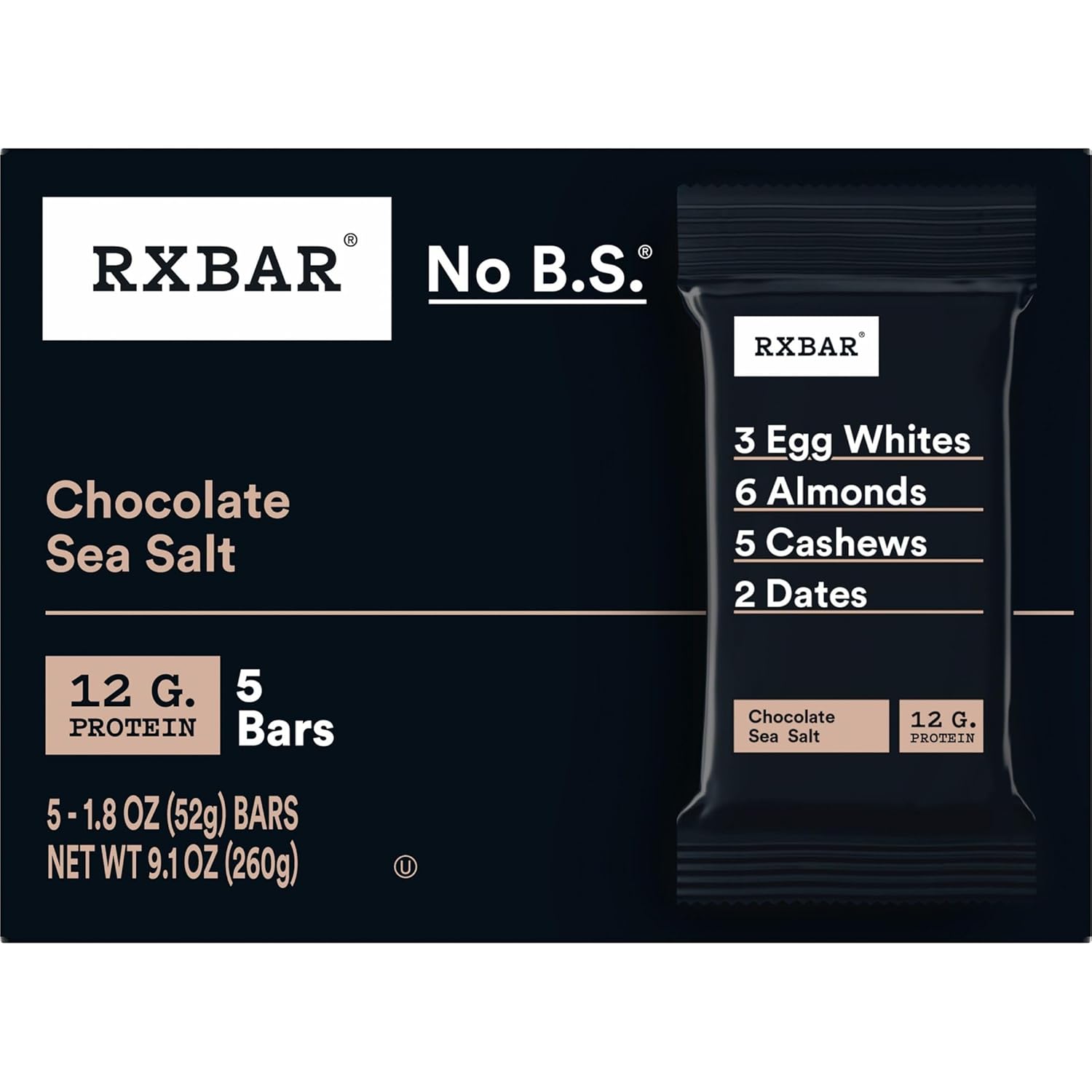 RXBAR Protein Bar – 12g Office Desk Snack for Focused Workdays, Chocolate Sea Salt 30-Count Supply